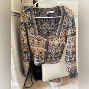 Zara Multicolor Patterned Cardigan
